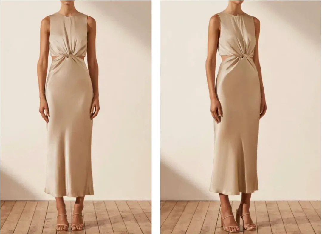 Shona Joy - La Lune Twist Front Sleeveless Midi Dress - Gold for rent on The Volte - main image