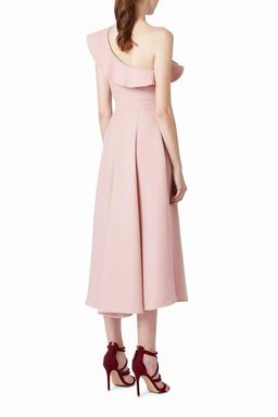By Johnny One Shoulder Ruffle Midi Dress Pink Size 14 for rent on The Volte - image 2