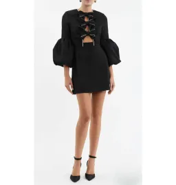 Rebecca Vallance Augustine Bow Mini Dress Black Size AU 14  for rent on The Volte - image 2