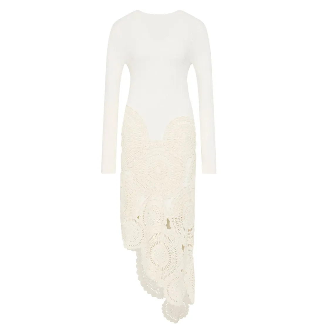 Aje Mosaic Crochet Midi Dress Ivory Size Small / AU 8 for rent on The Volte - main image