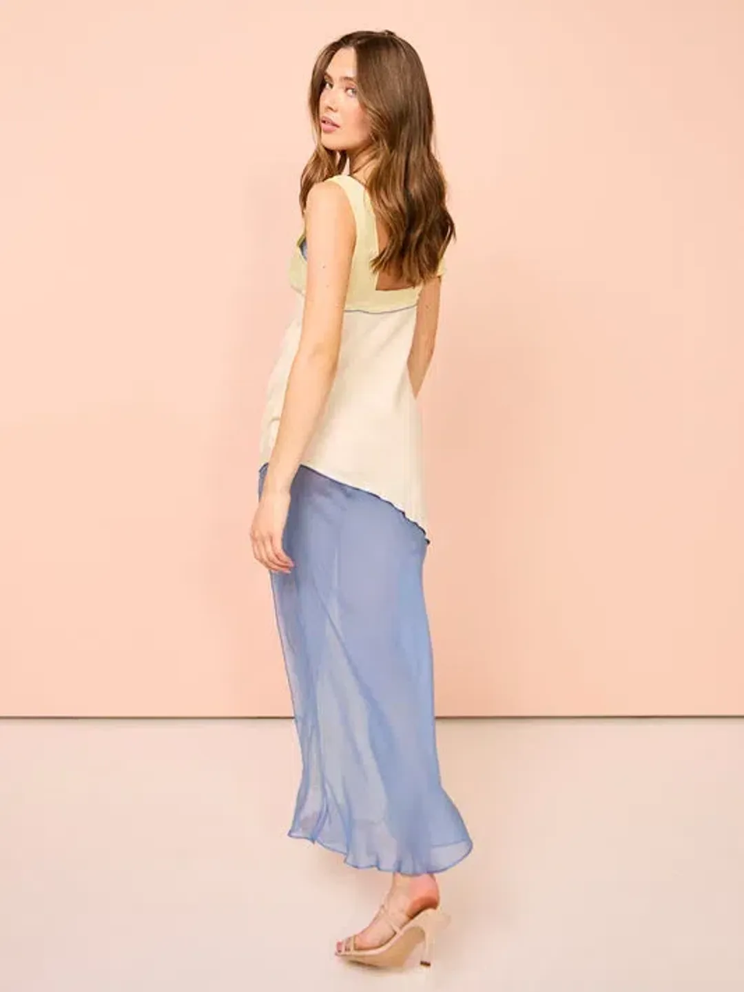 Sir The Label Thames Splice Midi Dress Ecru Multi Size 2 / AU 10  for rent on The Volte - main image