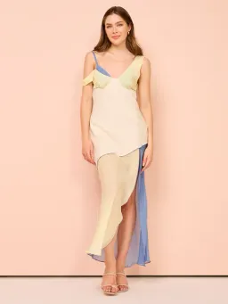 Sir The Label Thames Splice Midi Dress Ecru Multi Size 2 / AU 10  for rent on The Volte - image 4