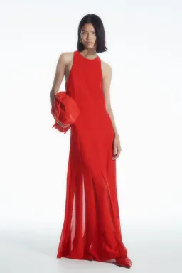 COS Pleated Racer Neck Maxi Dress Red Size 8 for rent on The Volte - image 1