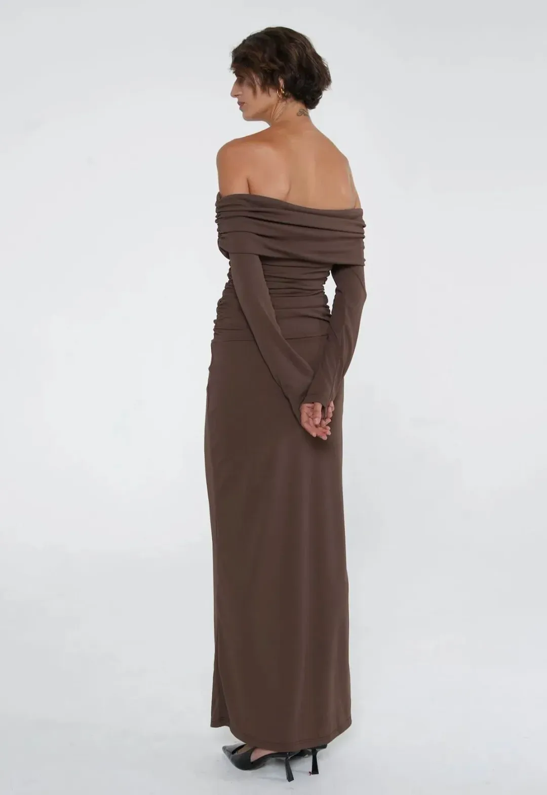 Benni Lorena Maxi Dress Ash Brown Size 8 for rent on The Volte - main image