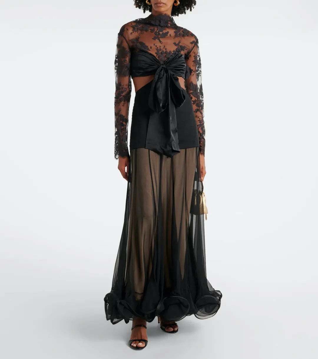 Zimmermann Illustration Flounce Gown Black Size 0 / AU 8 for rent on The Volte - main image