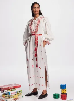 Alemais Hearts Embroidered Midi Dress White/Red Size 14 for rent on The Volte - image 1