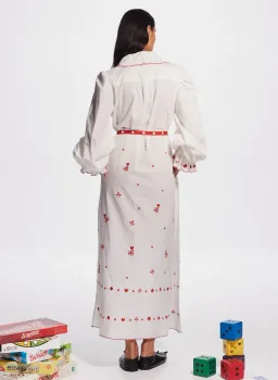 Alemais Hearts Embroidered Midi Dress White/Red Size 14 for rent on The Volte - image 3