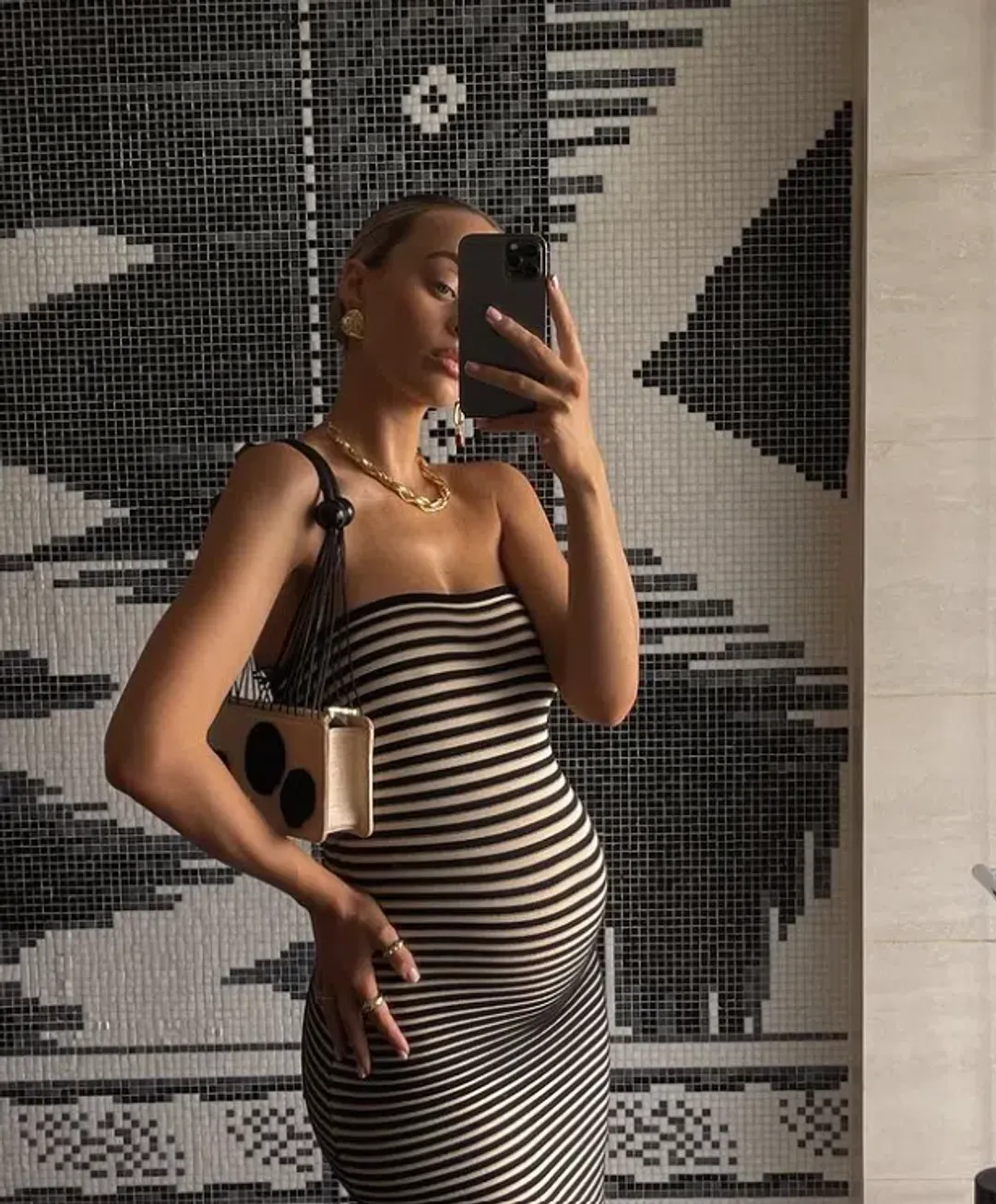 The Wolfgang Sunmor Knit Maxi Dress Black/White Size 10 for rent on The Volte - main image