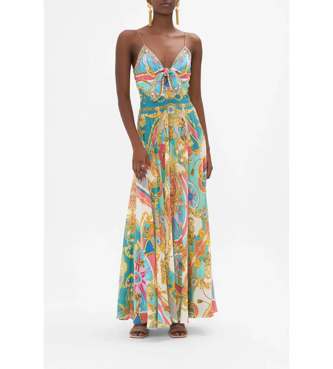 Camilla Sail Away with Me Tie Front Dress Multi Size XS/Au 6 for rent on The Volte - main image