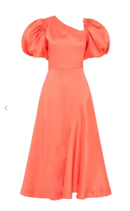 AJE Maia Off Shoulder Midi Dress Coral Orange  Size 16  for rent on The Volte - image 5