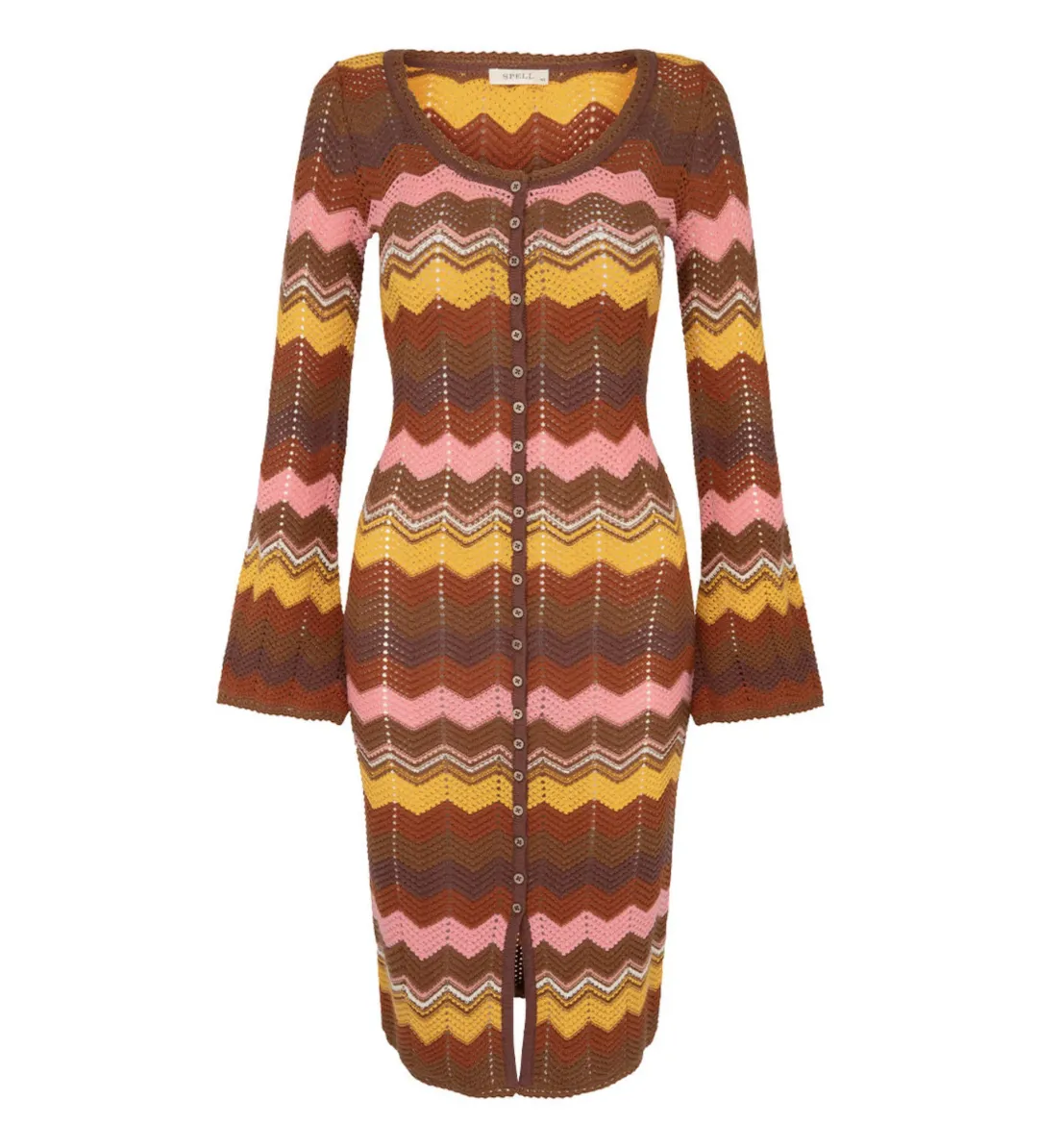 Spell Ziggy Crochet Midi Dress Multi Size XS/Au 8  for rent on The Volte - main image