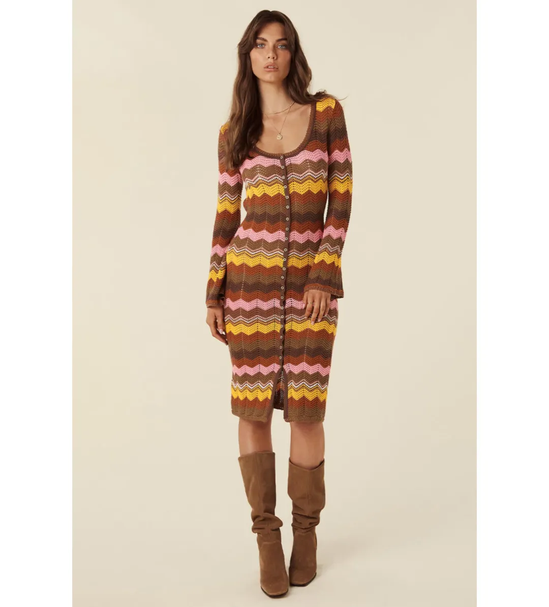 Spell Ziggy Crochet Midi Dress Multi Size XS/Au 8  for rent on The Volte - main image