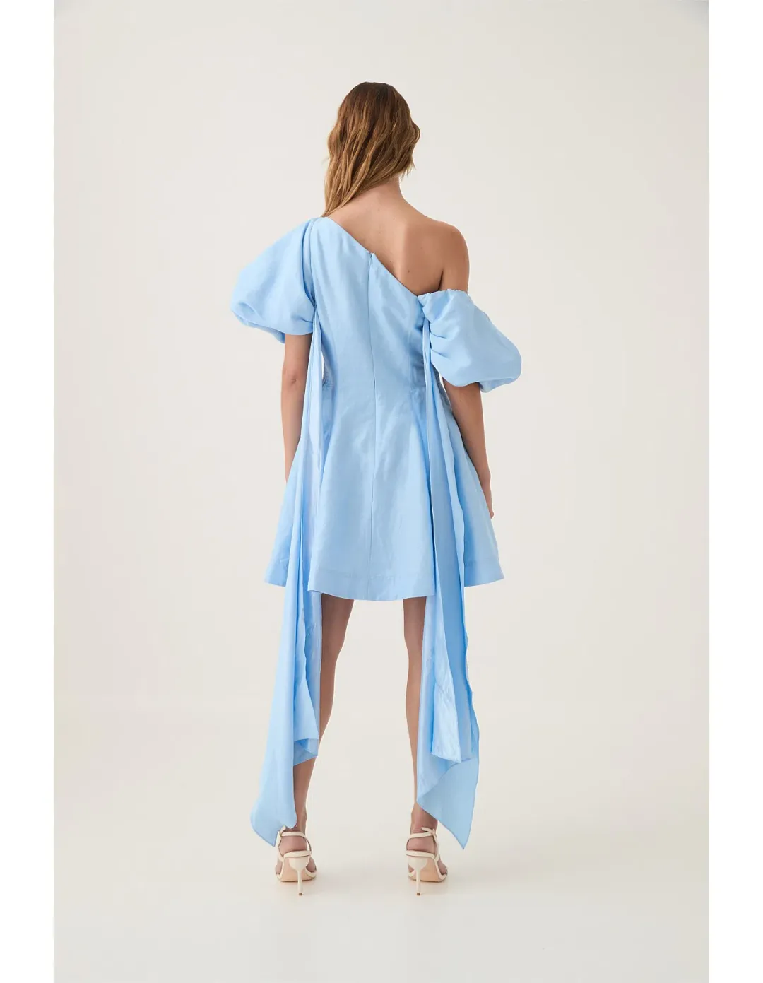 Aje Arista Tulip Sleeve Mini Dress Powder Blue Size 14  for rent on The Volte - main image