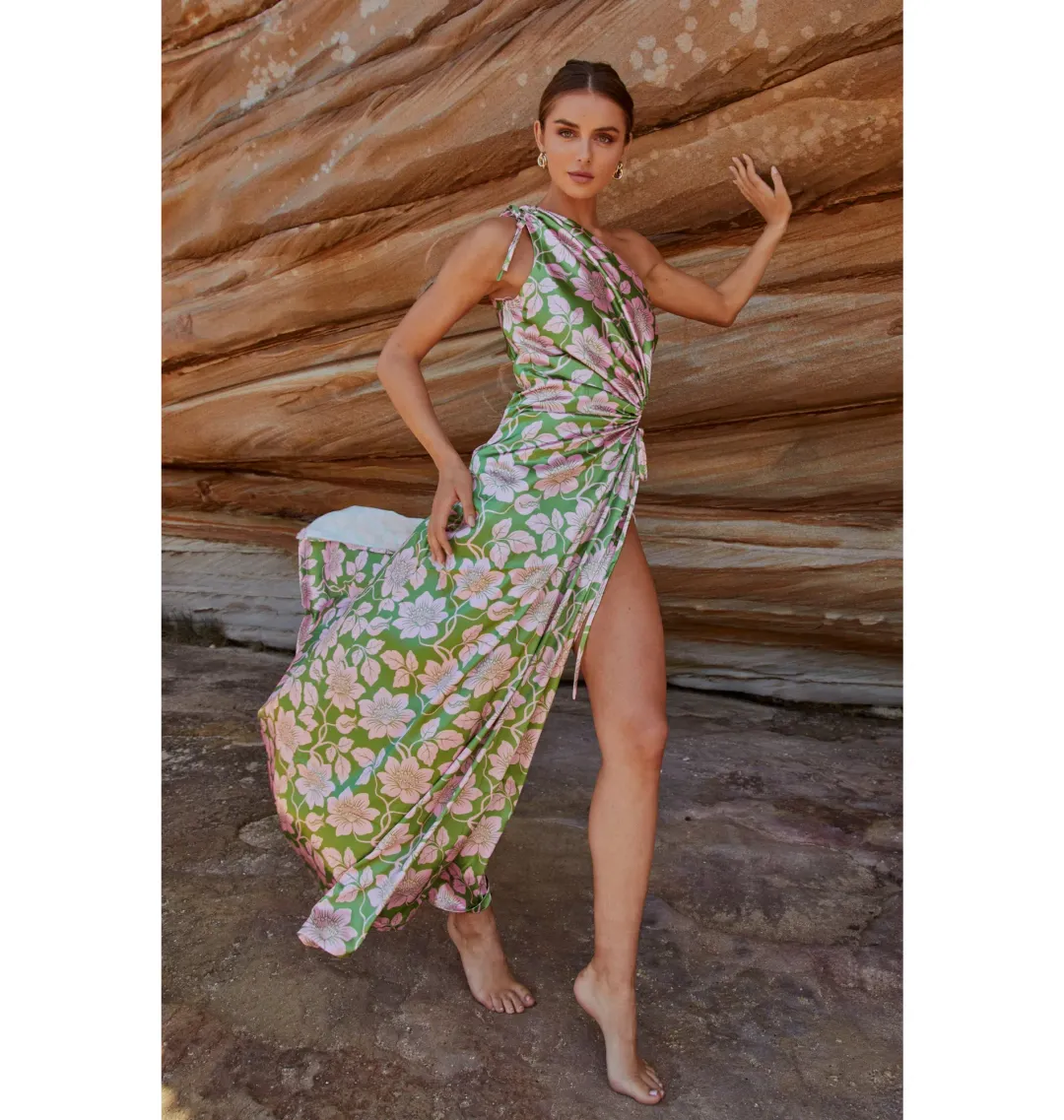 Sonya Moda Nour Forever Maxi Dress Floral Green Size AU 10 for rent on The Volte - main image
