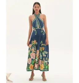 Alemais Lyla Halter Midi Dress Royal Blue Size AU 4 for rent on The Volte - image 1