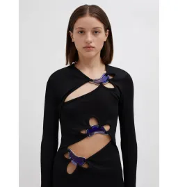 Christopher Esber Looped Moonstone Long Sleeve Dress Black Size AU 10 for rent on The Volte - image 2