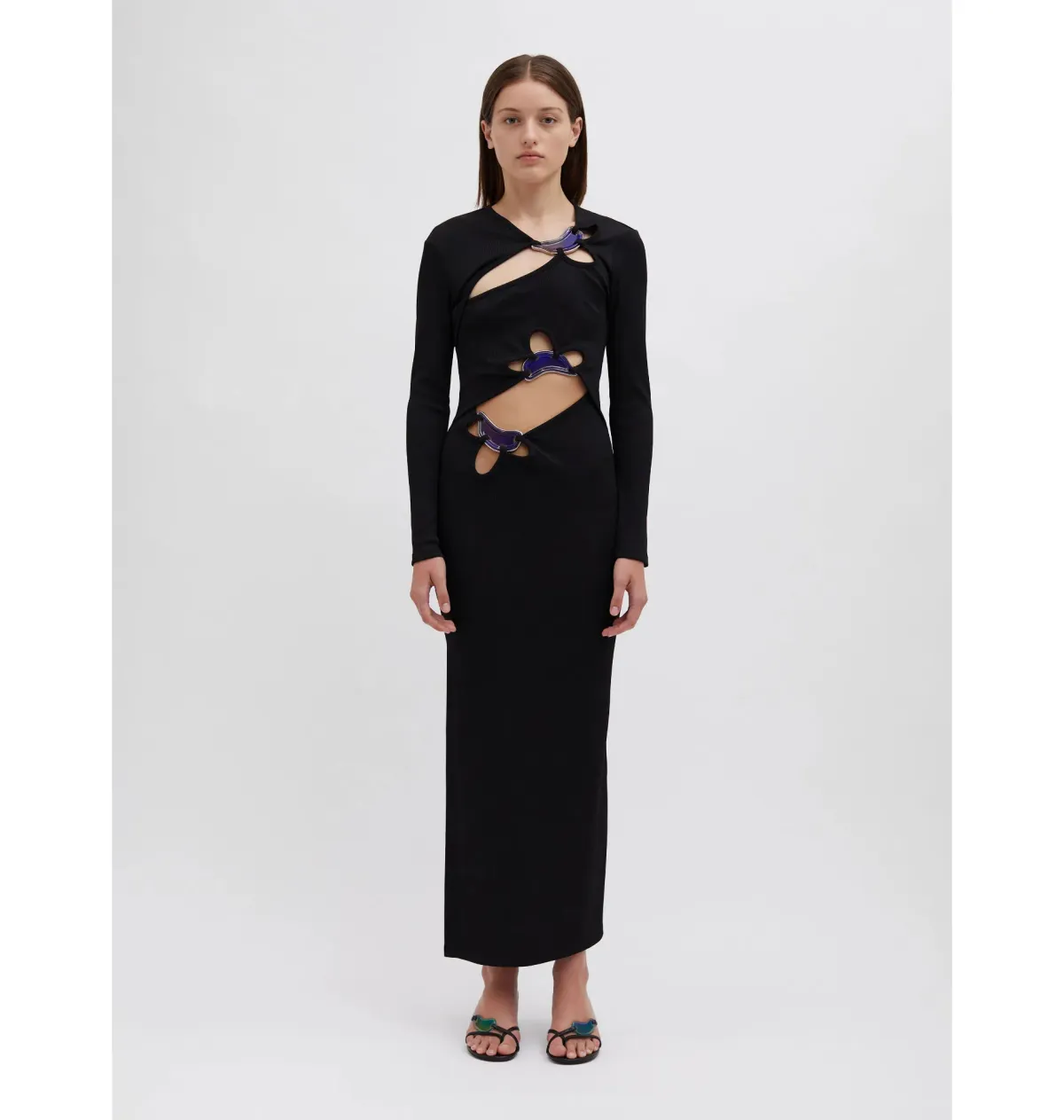 Christopher Esber Looped Moonstone Long Sleeve Dress Black Size AU 10 for rent on The Volte - main image