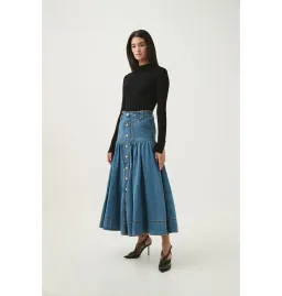 Aje Belmond Denim Midi Skirt 90's Wash Size AU 4 for rent on The Volte - image 3