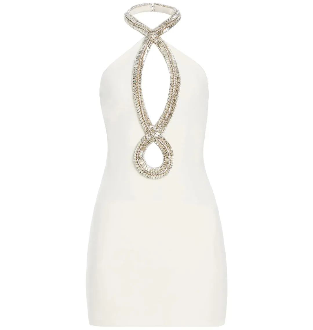 Retrofete Wynn Crystal Embellishments Mini Dress White Size Small / AU 8 for rent on The Volte - main image