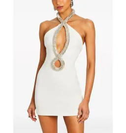 Retrofete Wynn Crystal Embellishments Mini Dress White Size Small / AU 8 for rent on The Volte - image 2