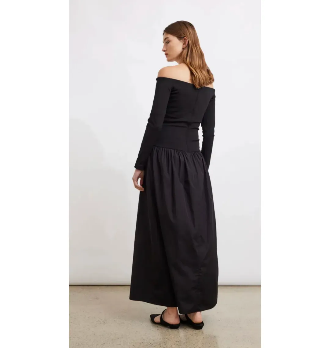 Esse Studios Off Shoulder Knit Cotton Dress Black Size AU 8 for rent on The Volte - main image