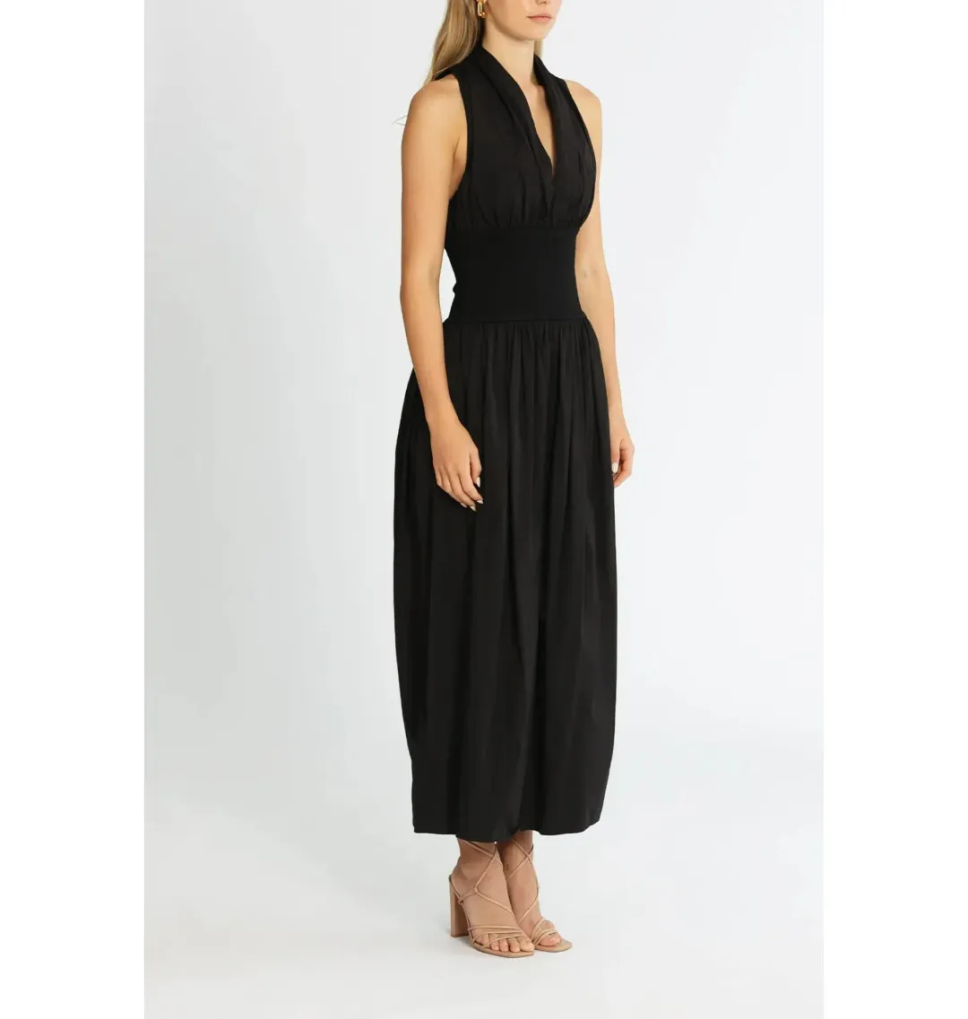 Esse Studios Folded Cotton Rib Dress Black Size AU 6 for rent on The Volte - main image