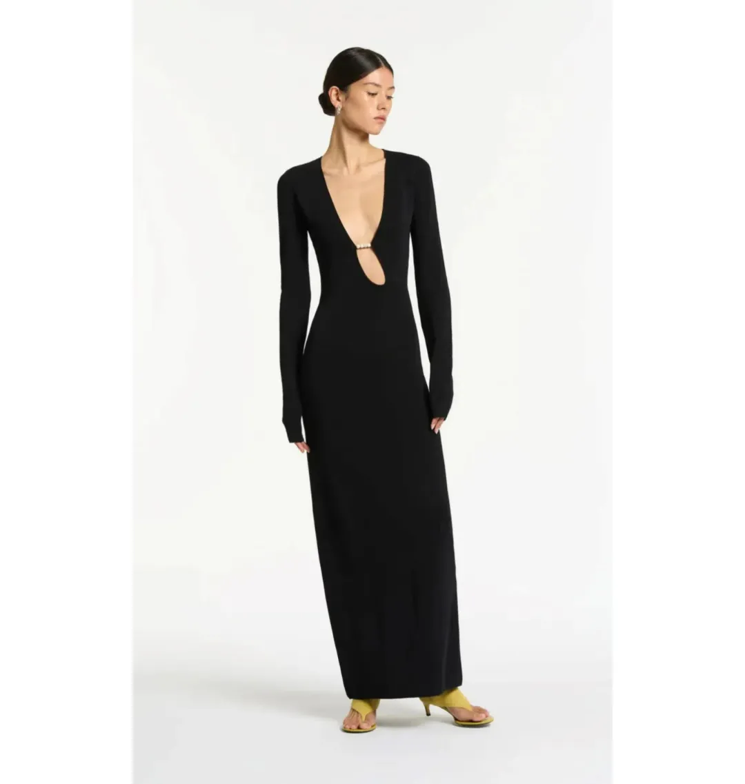 Sir the Label Kinetic Beaded Long Sleeve Maxi Dress Black Size AU 8 for rent on The Volte - main image