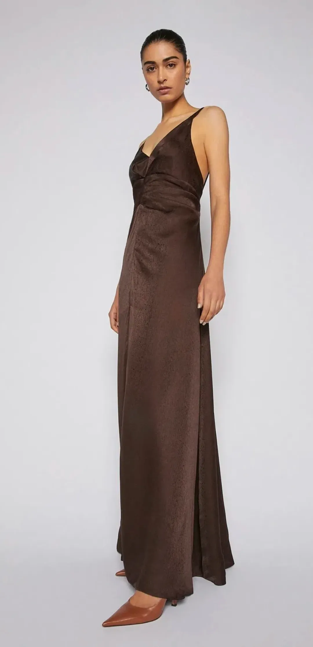 Scanlan Theodore Silk Jacquard Gown Chocolate Size AU 8 for rent on The Volte - main image