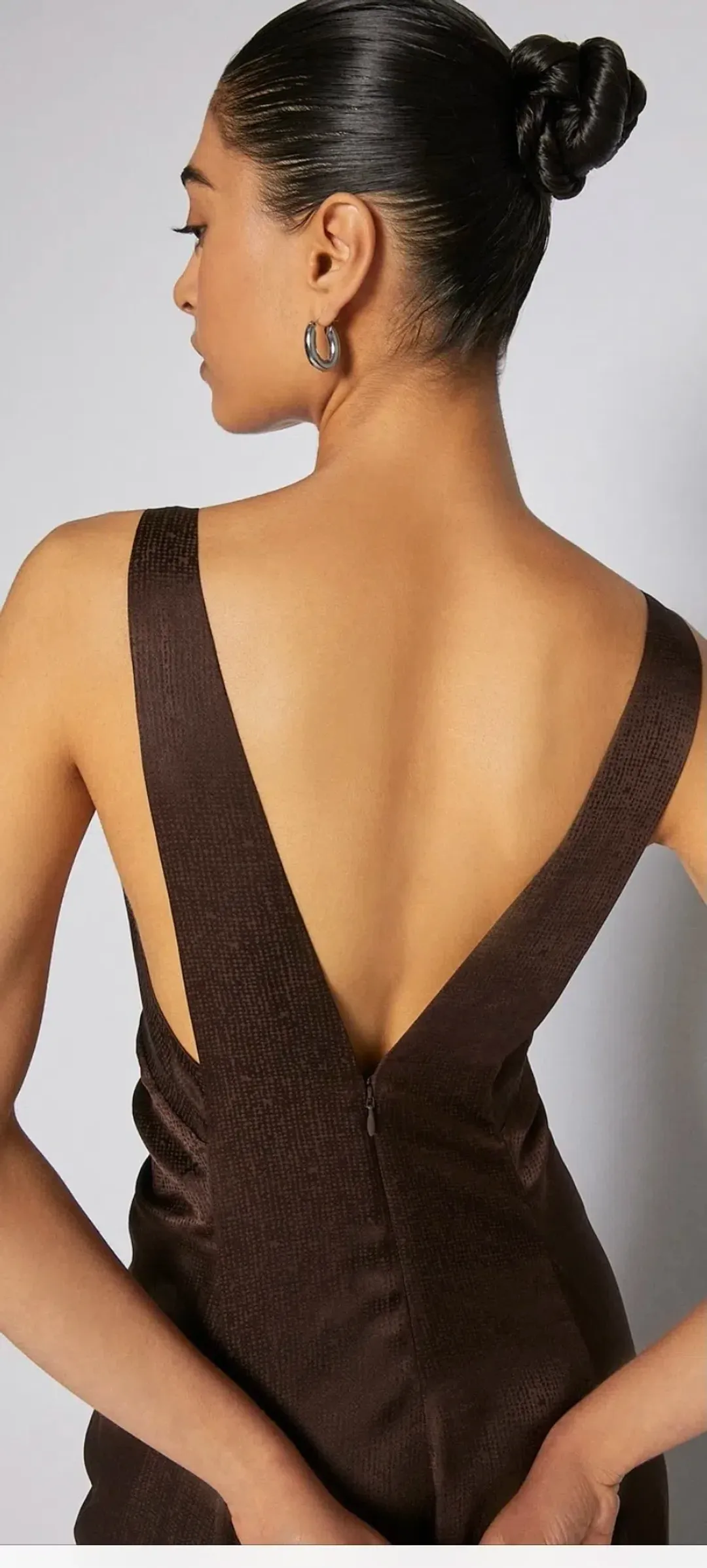 Scanlan Theodore Silk Jacquard Gown Chocolate Size AU 8 for rent on The Volte - main image