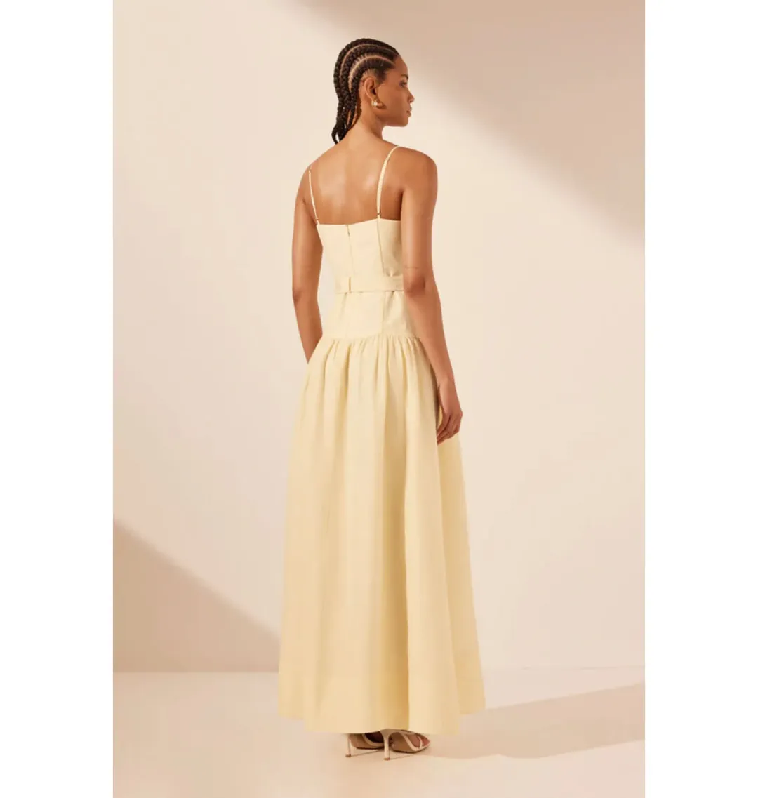 Shona Joy Limon Panelled Bustier Maxi Dress in Lemonade Size AU 8 for rent on The Volte - main image
