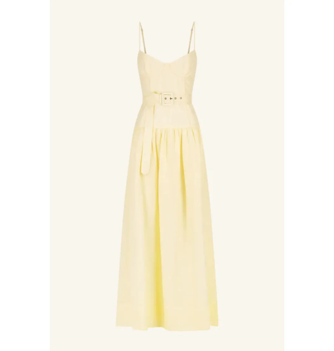 Shona Joy Limon Panelled Bustier Maxi Dress in Lemonade Size AU 8 for rent on The Volte - main image