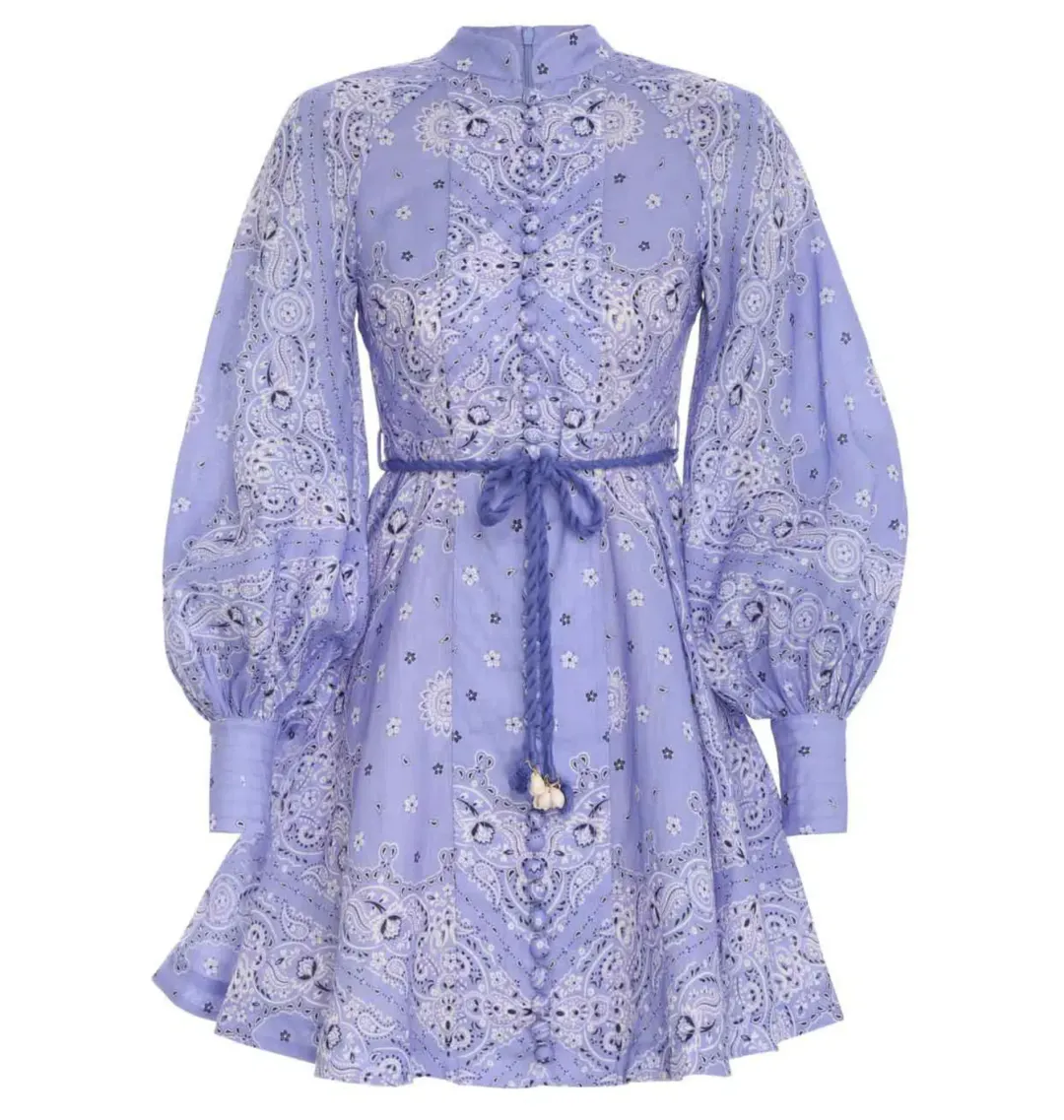 Zimmermann Violet Button Up Mini Dress Purple Size 1 / Au 10 for rent on The Volte - main image
