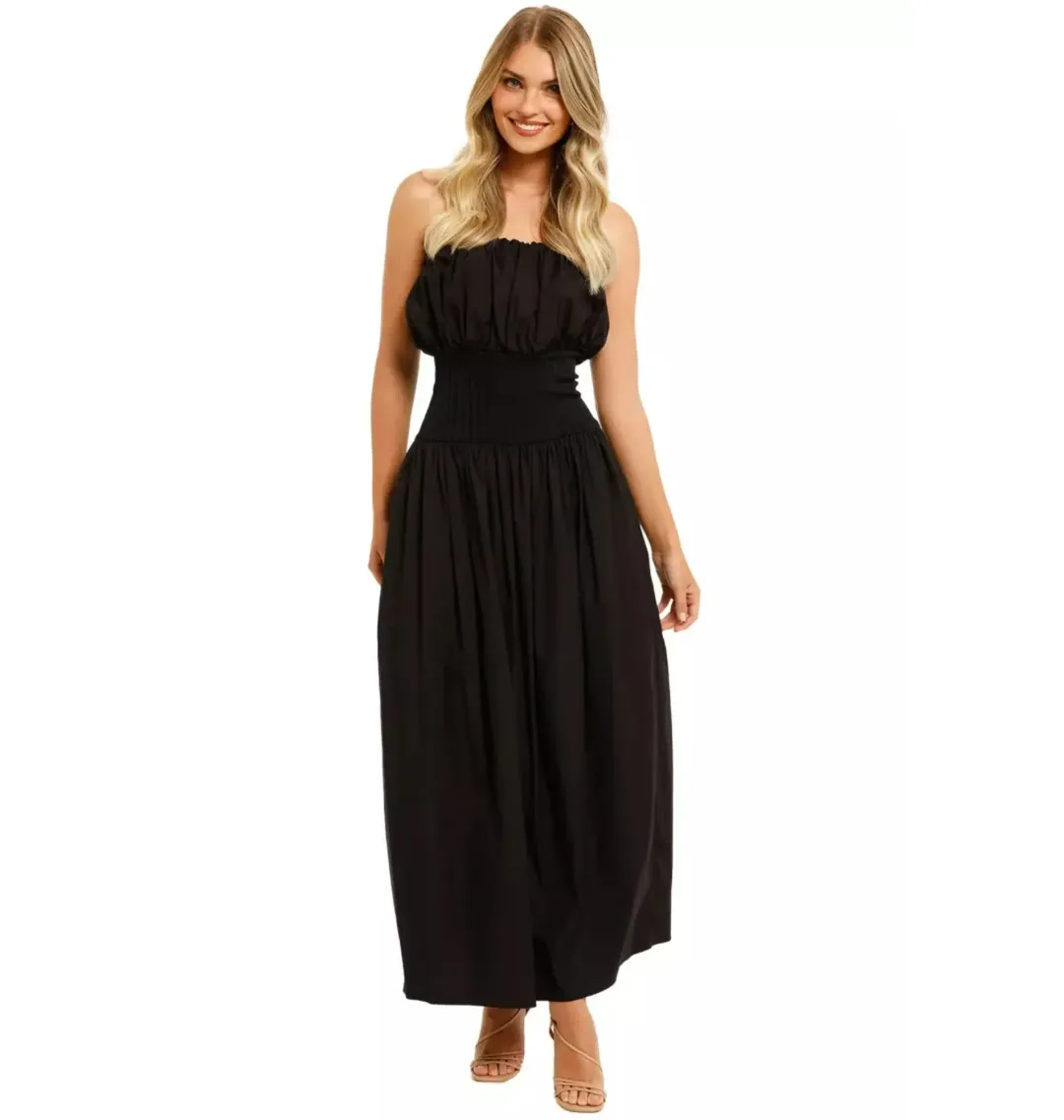 Esse Studios Strapless Ribbed Dress Black Size AU 12 for rent on The Volte - main image