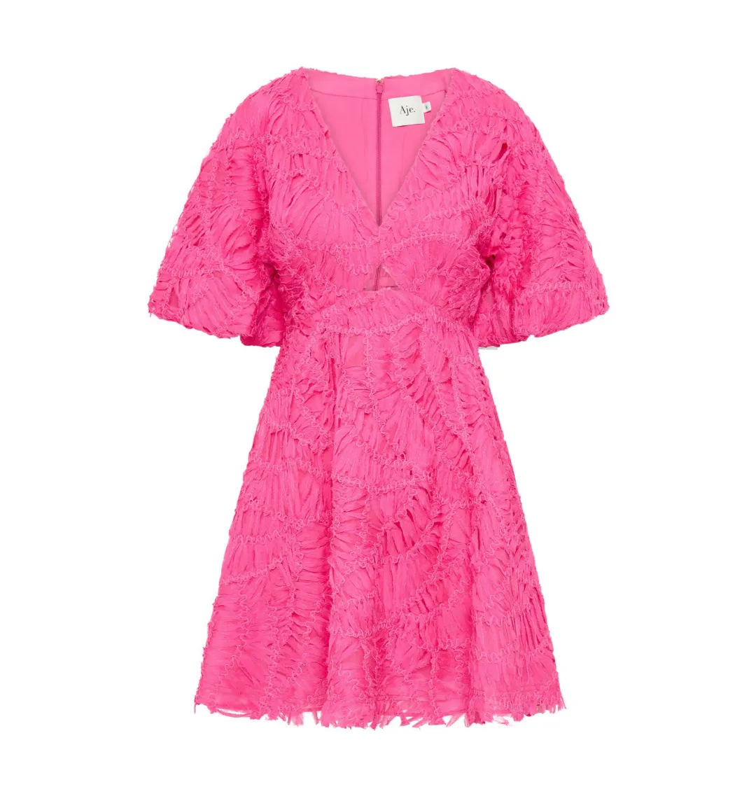 Aje Florential Mini Swing Dress Azalea Pink Size AU 14 for rent on The Volte - main image