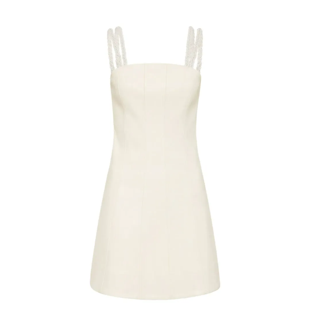 Aje Osa Braided Mini Dress Ivory Size AU 8 for rent on The Volte - main image