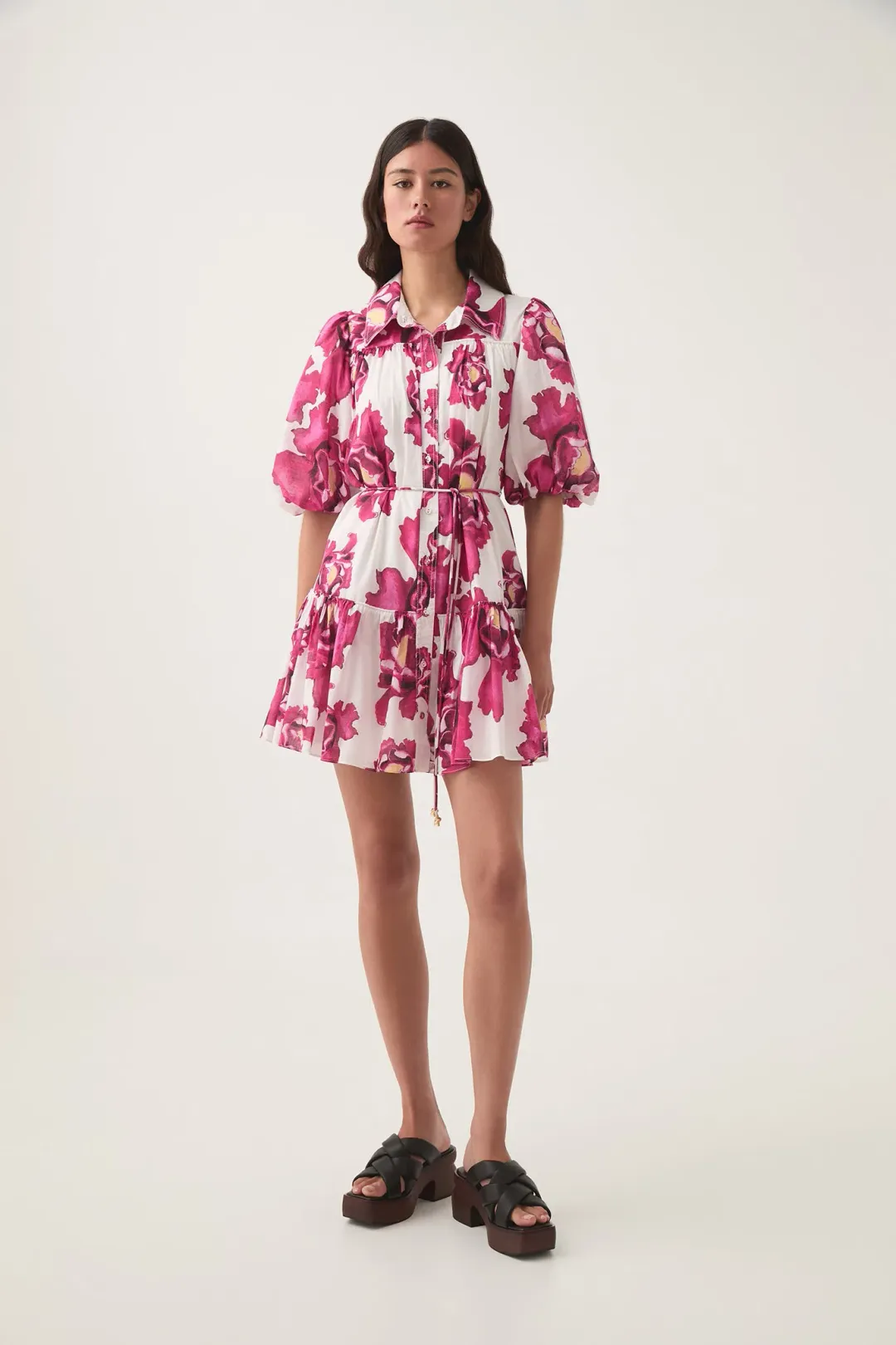Aje Eliza Smock Mini Dress Boldly Blooming Size 8 for rent on The Volte - main image