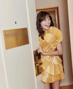 Acler Abbotsford Mini Dress Honey Gold Metalic Size 6 for rent on The Volte - image 5