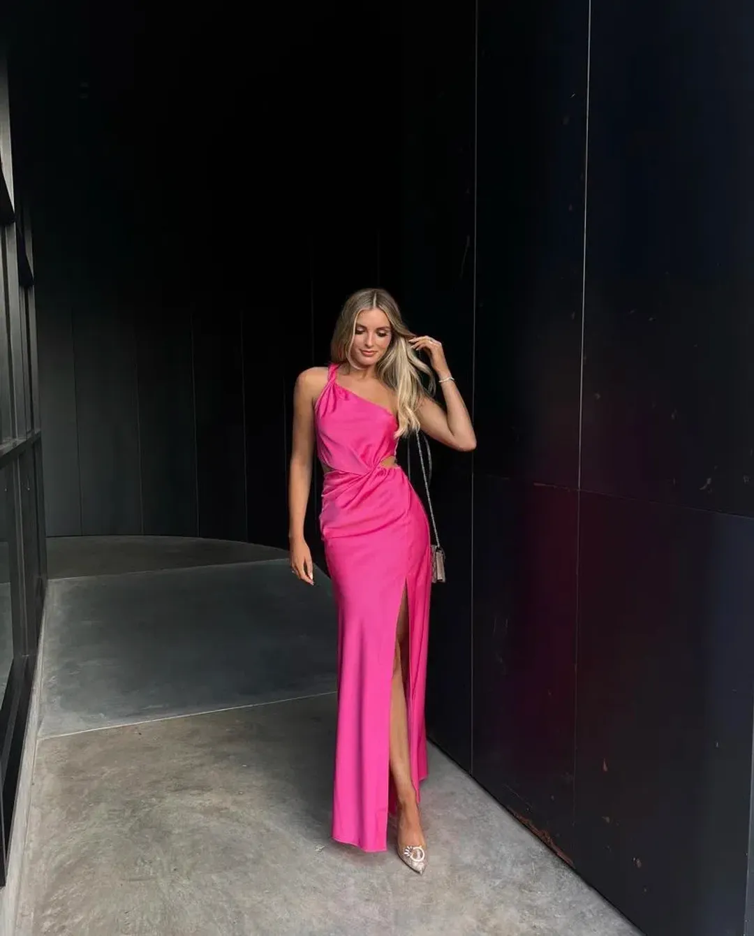 Misha Kristin Gown Hot Pink Size 8 for rent on The Volte - main image
