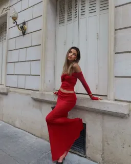 Natalie Rolt Charlotte Crop & Skirt Set Cherry Red Size 1 / AU 8 for rent on The Volte - image 5