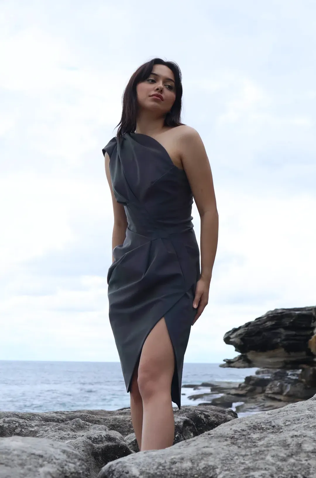 Maticevski Irridescent Draped Mini Dress Multi Size 6 for rent on The Volte - main image