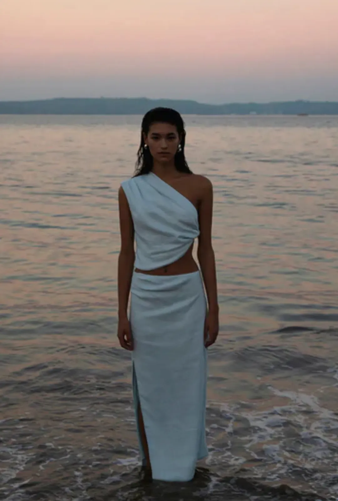 Sir The Label Iris Knot Top & Iris Skirt Set Blue Size 8 for rent on The Volte - main image