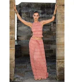 Arcina Ori Juliette Halter and Skirt Set in Peach Size S/Au 6  for rent on The Volte - image 1