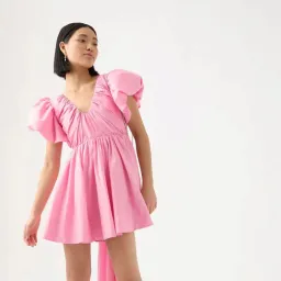 AJE Gretta Bow Back Dress Pink Size 16 for rent on The Volte - image 2