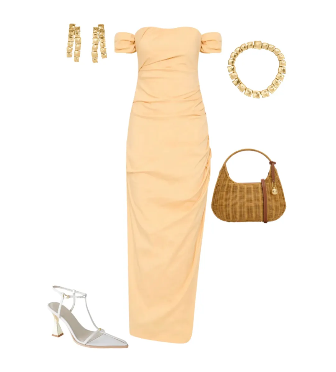 Sir the Label The Carmen Draped Gown in Light Peach Size 2/Au 10  for rent on The Volte - main image