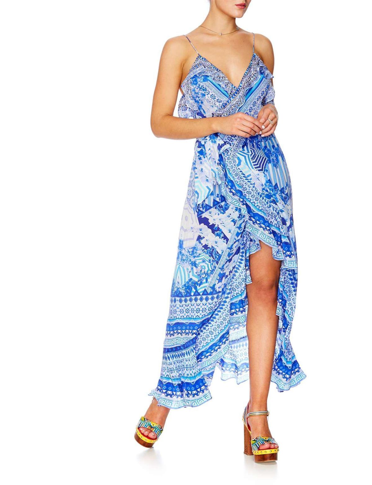 Camilla Throwing Shade Long Wrap Dress Size 8 for rent on The Volte - main image