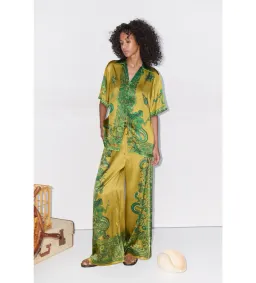 Alemais Solaris Silk Shirt and Pant Set Green Size 6 for rent on The Volte - image 1
