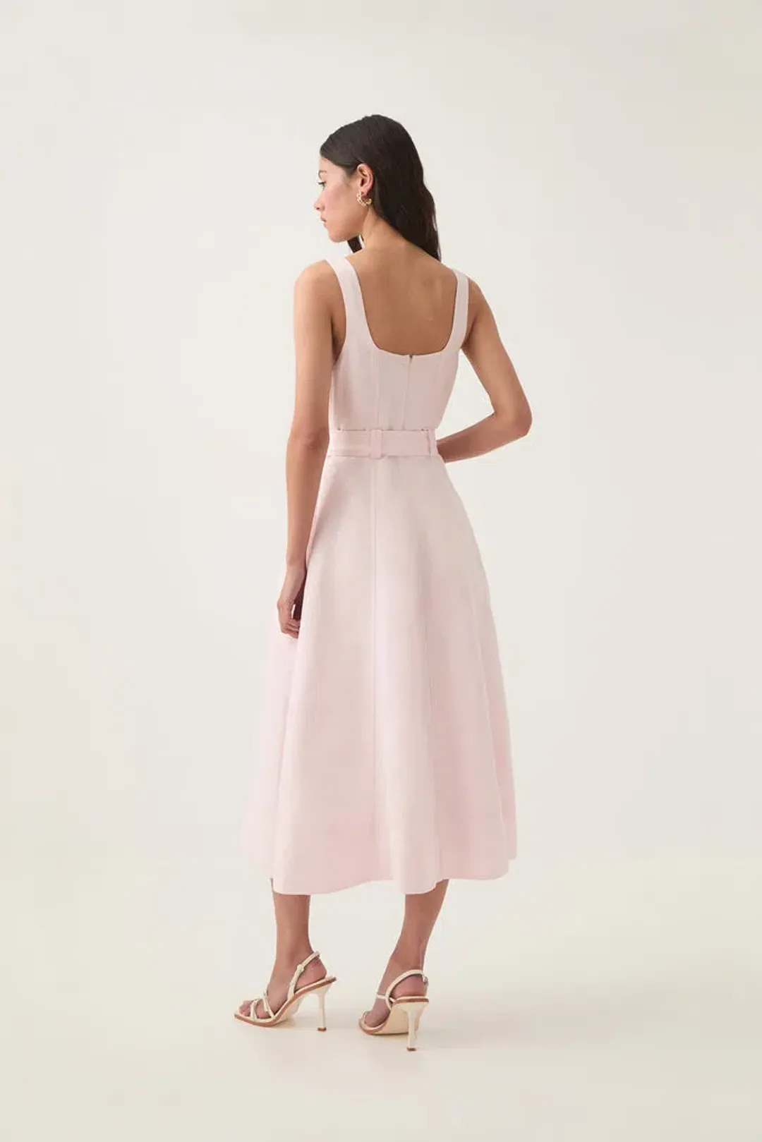 Aje Clay Belted Midi Dress Pastel Pink size8 for rent on The Volte - main image