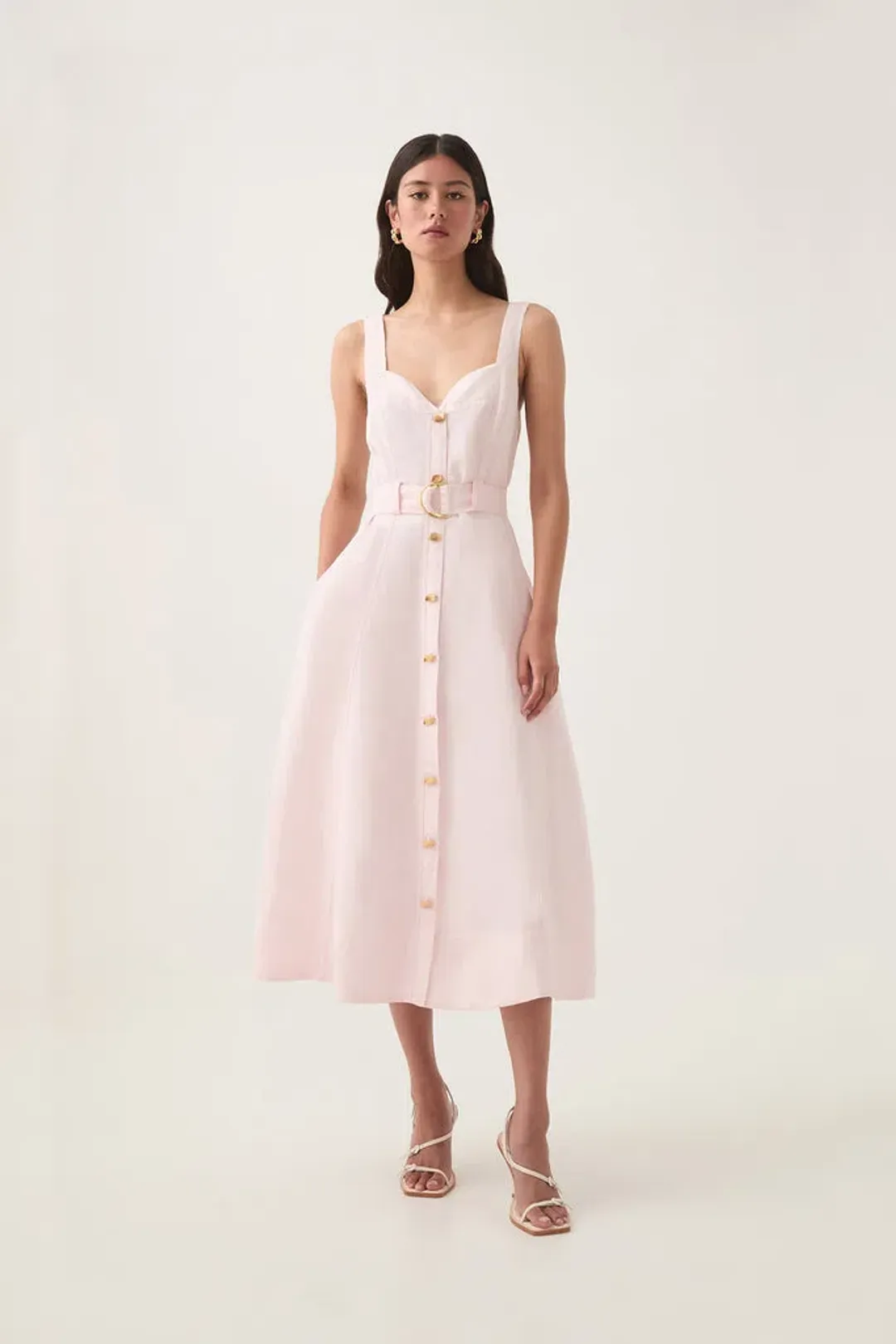 Aje Clay Belted Midi Dress Pastel Pink size8 for rent on The Volte - main image