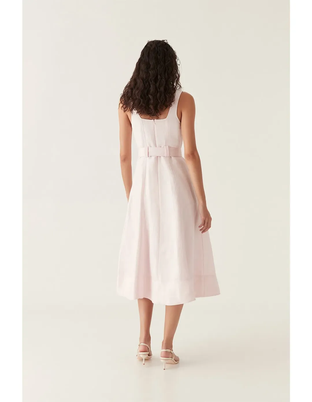 Aje Clay Belted Midi Dress Pastel Pink size8 for rent on The Volte - main image