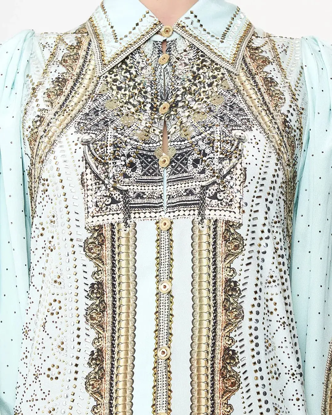 Camilla Curved Collar Shirt Midi Dress Luxe Espiritu Size L / AU 14 for rent on The Volte - main image